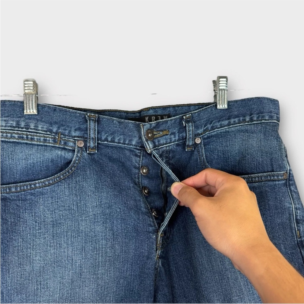 KREW Jeans Kslim Mens Size 32 Fits 33x33 Blue Mid Wash Denim Skate Boarding KR3W - Picture 4 of 14